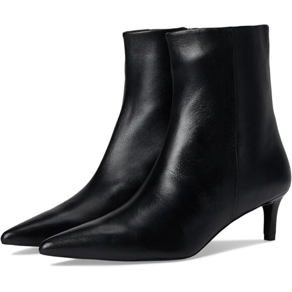 NWOT Seychelles Game Changer Pointed Toe Kitten Heel Boots Sz 7 Black Leather - Picture 1 of 14